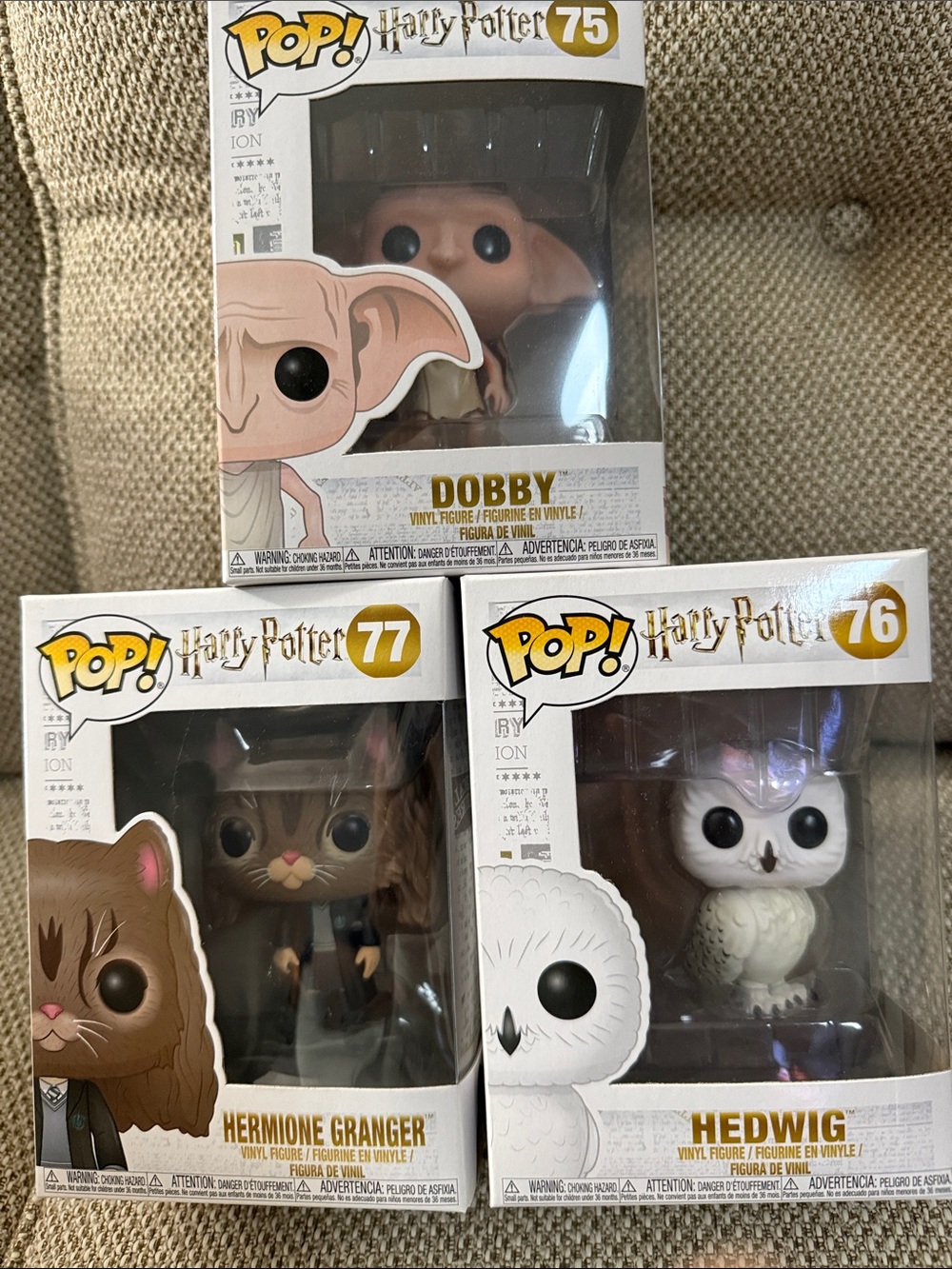 Harry Potter Funko’s — Dobby #75, Hermione Granger #77 and Hedwig #76